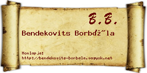 Bendekovits Borbála névjegykártya